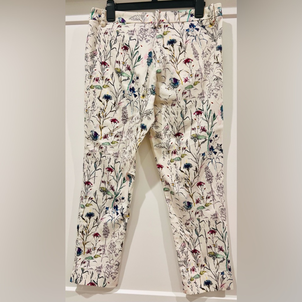 🌸 H&M Floral High-Waist Ankle Pants – Cream Multi Botanical Print Size 12 chic - Picture 6 of 8